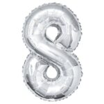 FÓLIOVÝ BALÓN ČÍSLO 8- STRIEBORNÝ 35CM